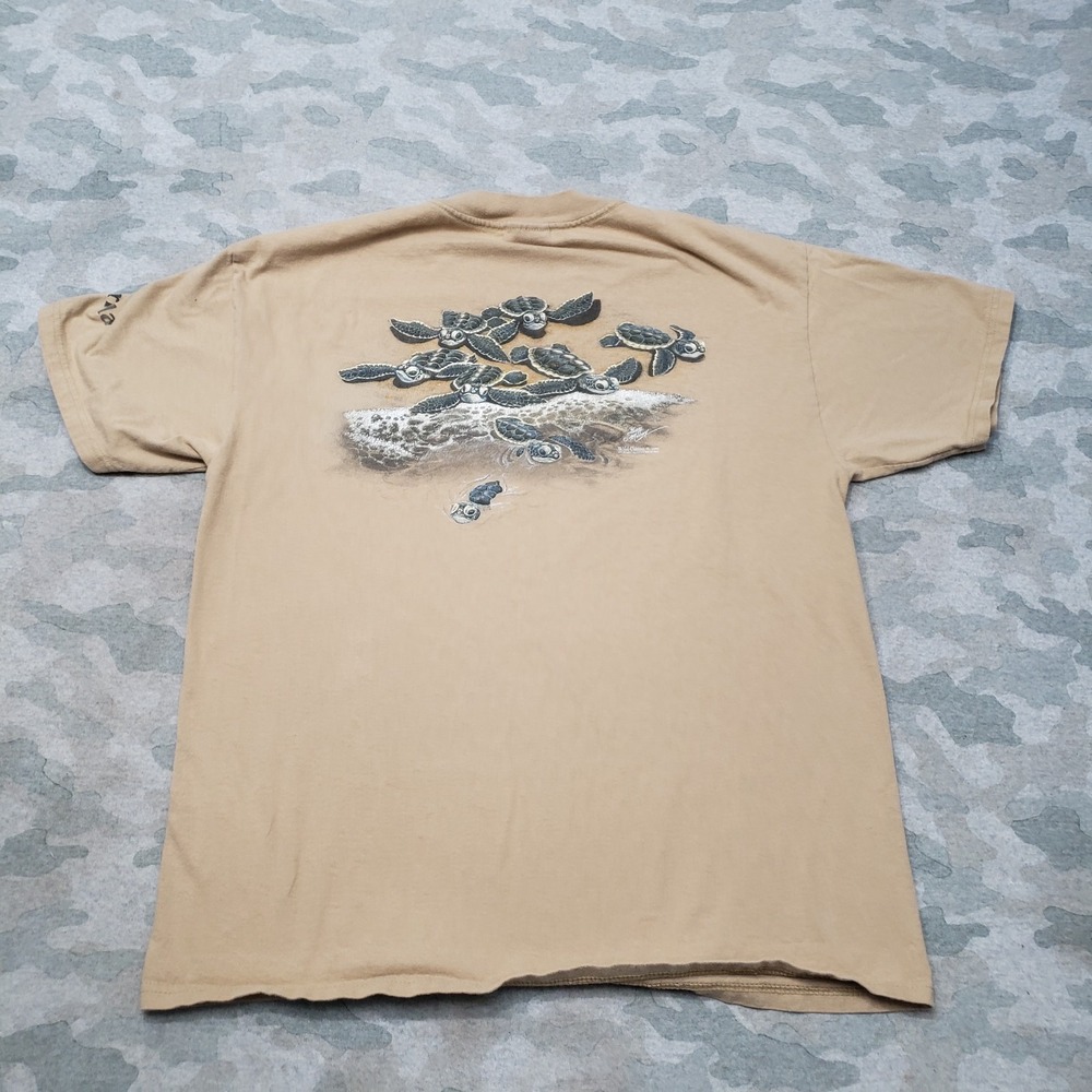 Vintage Nature Turtles Hanes Shirt Mens Large Brown Y2k Florida Short Sleeve